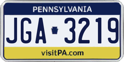 PA license plate JGA3219