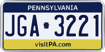 PA license plate JGA3221