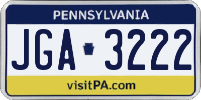 PA license plate JGA3222