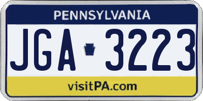 PA license plate JGA3223