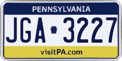 PA license plate JGA3227