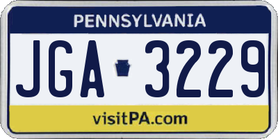 PA license plate JGA3229