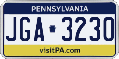 PA license plate JGA3230