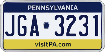PA license plate JGA3231
