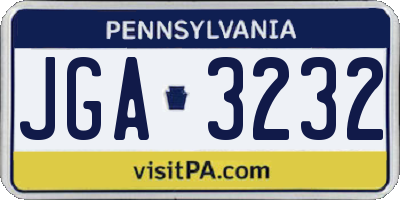 PA license plate JGA3232