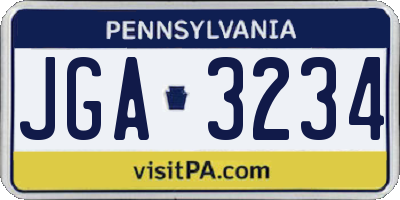 PA license plate JGA3234