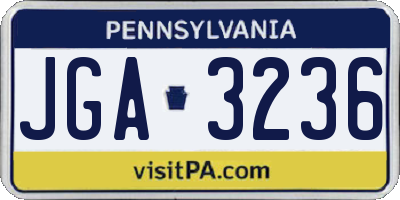 PA license plate JGA3236