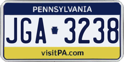 PA license plate JGA3238