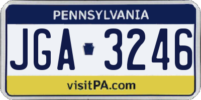 PA license plate JGA3246