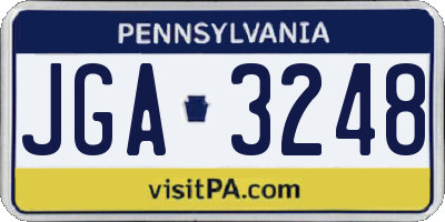 PA license plate JGA3248
