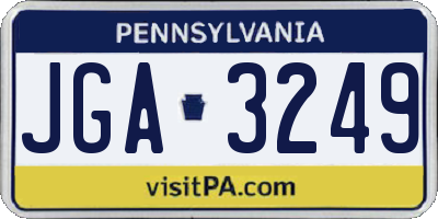 PA license plate JGA3249