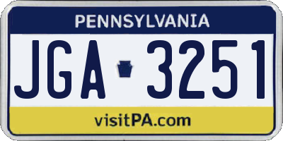 PA license plate JGA3251