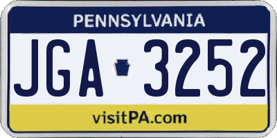 PA license plate JGA3252