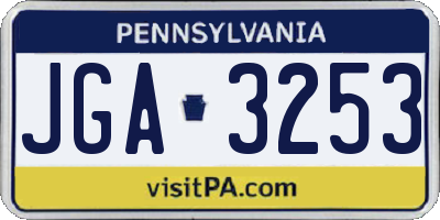 PA license plate JGA3253