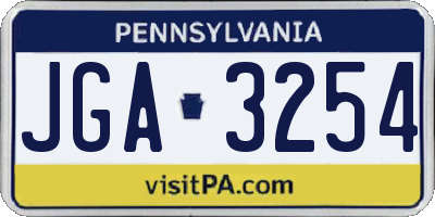 PA license plate JGA3254