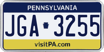 PA license plate JGA3255