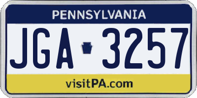 PA license plate JGA3257