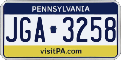 PA license plate JGA3258