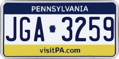 PA license plate JGA3259
