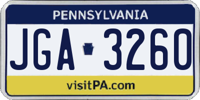 PA license plate JGA3260