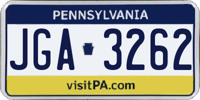 PA license plate JGA3262