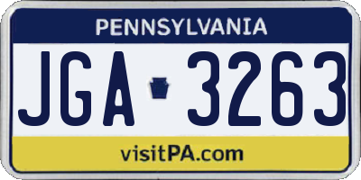 PA license plate JGA3263