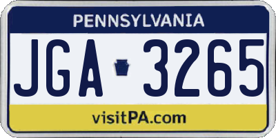 PA license plate JGA3265