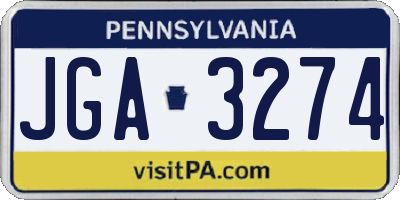 PA license plate JGA3274