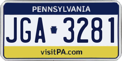 PA license plate JGA3281