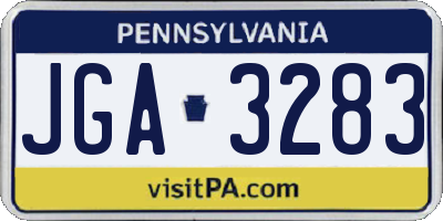 PA license plate JGA3283