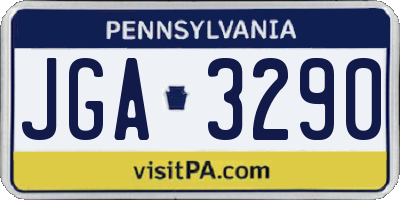 PA license plate JGA3290
