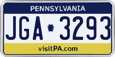 PA license plate JGA3293
