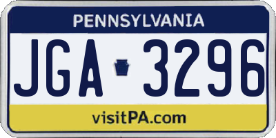 PA license plate JGA3296