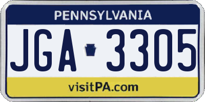 PA license plate JGA3305