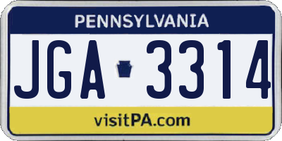 PA license plate JGA3314