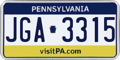 PA license plate JGA3315