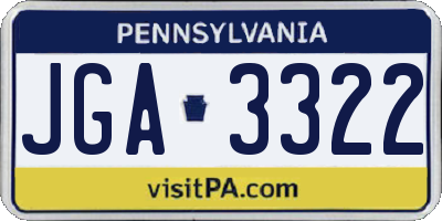 PA license plate JGA3322