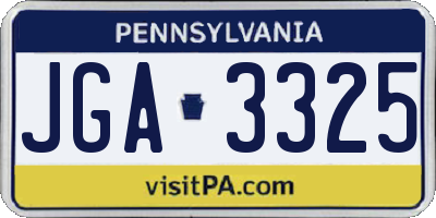 PA license plate JGA3325