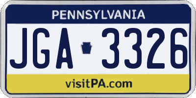 PA license plate JGA3326