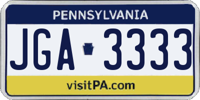 PA license plate JGA3333