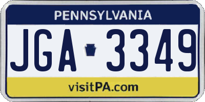 PA license plate JGA3349