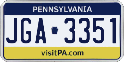 PA license plate JGA3351