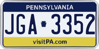 PA license plate JGA3352