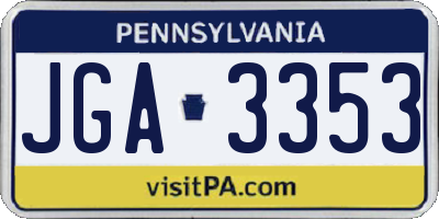 PA license plate JGA3353