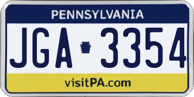 PA license plate JGA3354