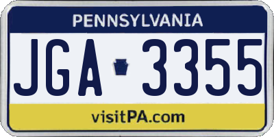 PA license plate JGA3355