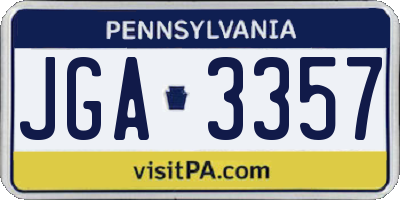 PA license plate JGA3357