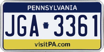 PA license plate JGA3361