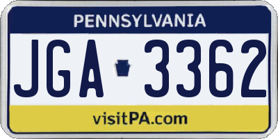PA license plate JGA3362
