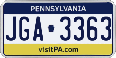 PA license plate JGA3363